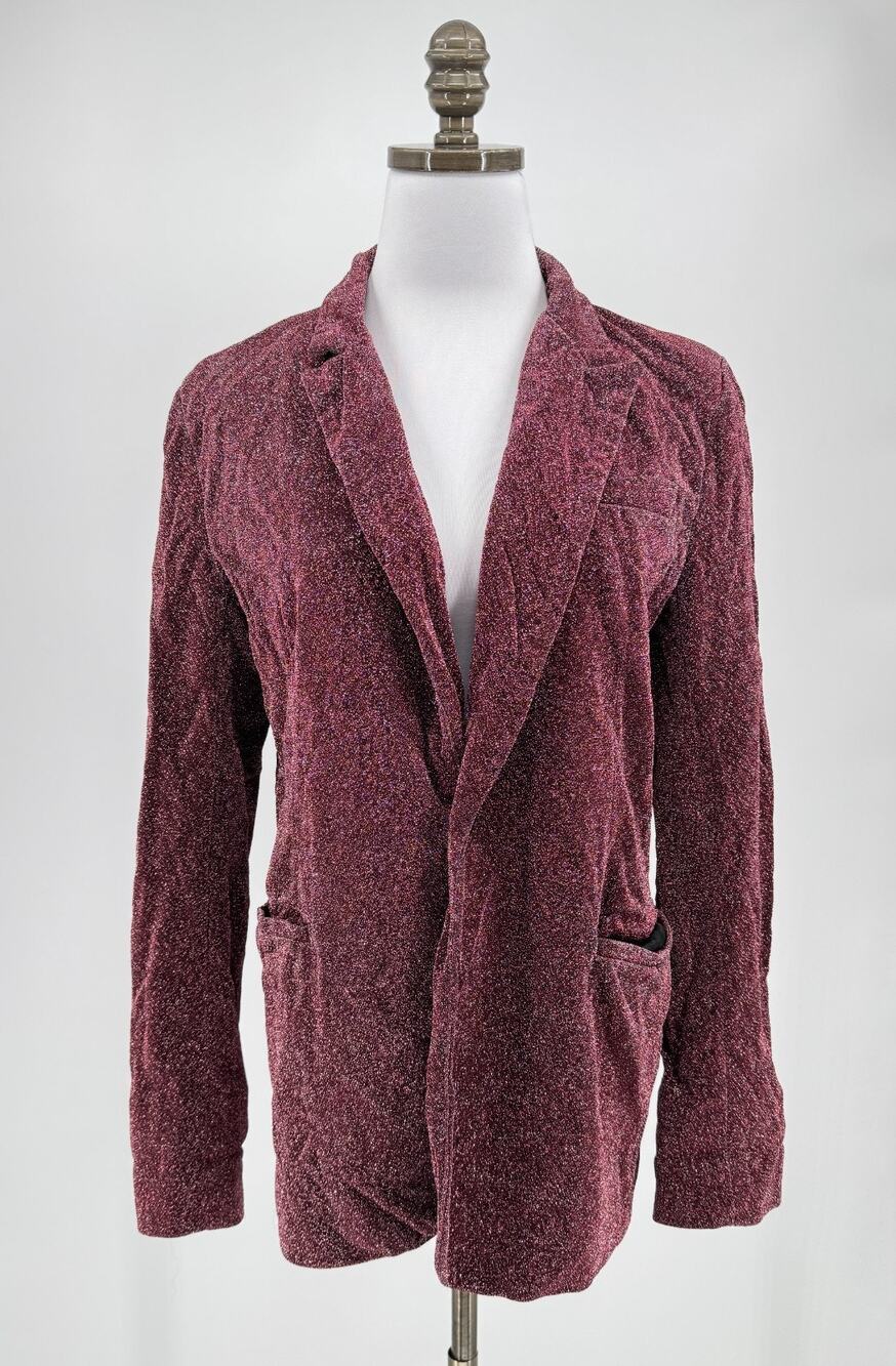 Neon Blonde Seventeen Blazer Burgundy Shimmer Jacket Single Button Sz L